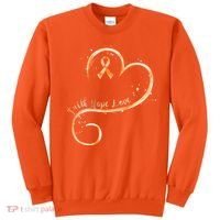 Faith Hope Love Orange Ribbon Leukemia Awareness Sweatshirt thumb 0
