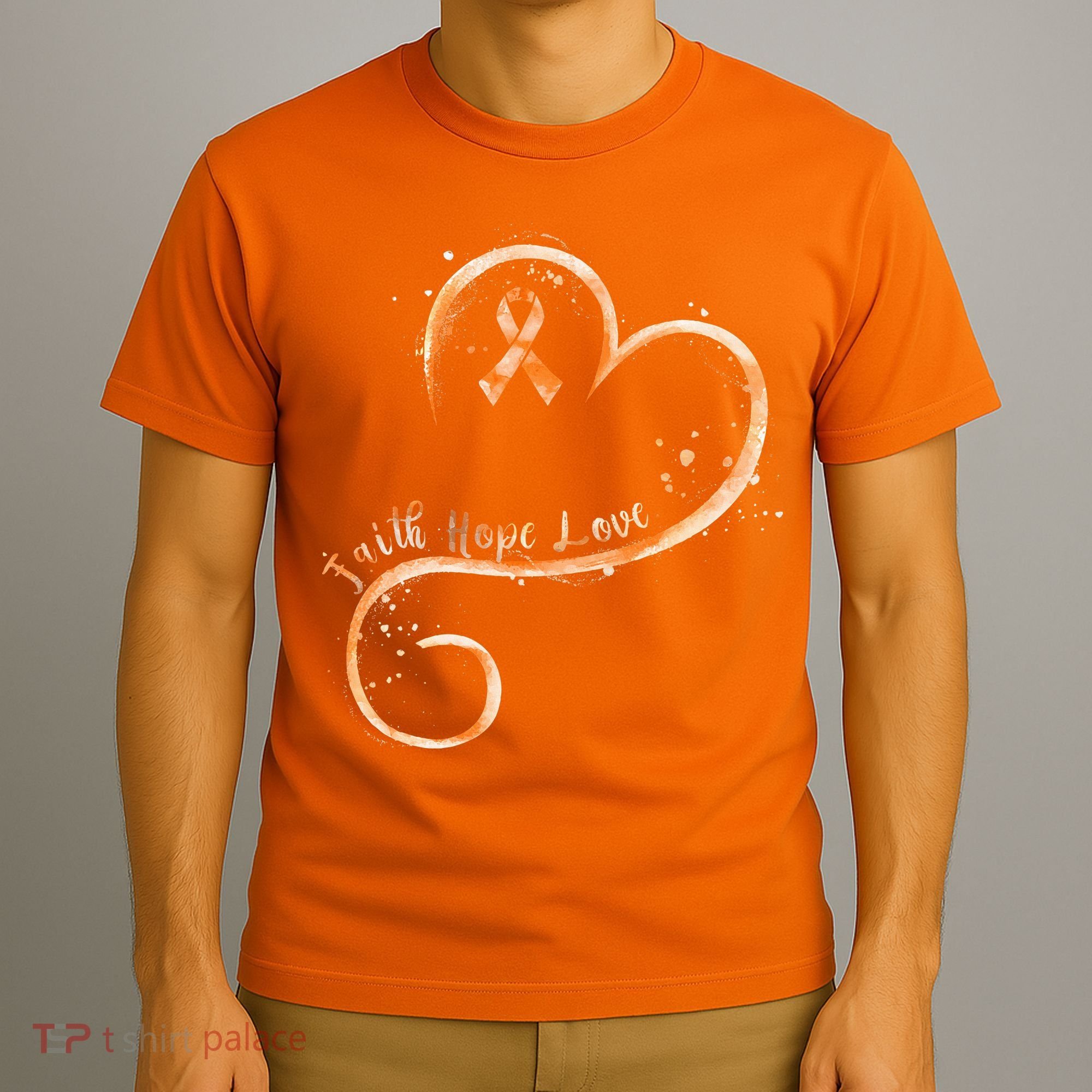 Faith Hope Love Orange Ribbon Leukemia Awareness T-Shirt