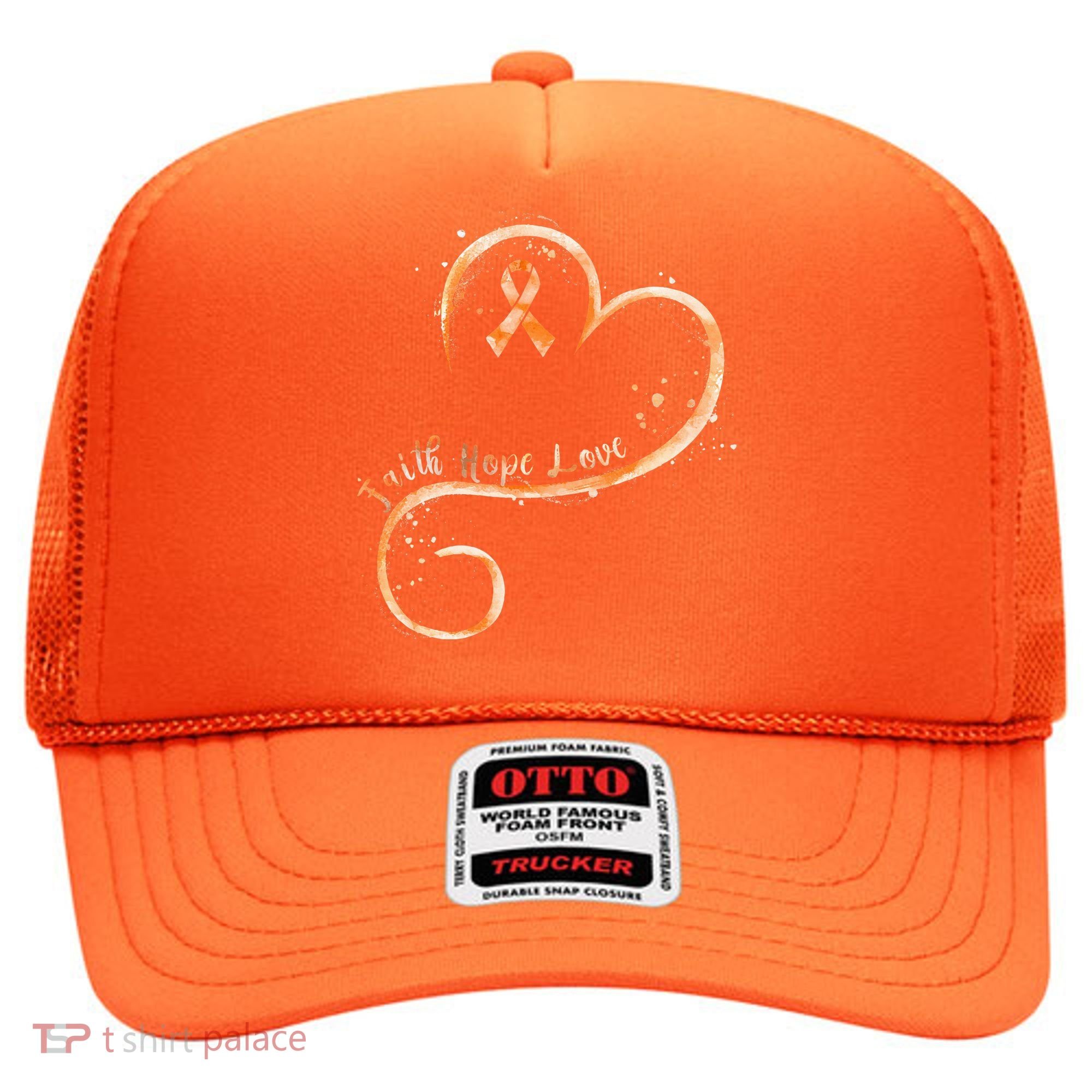 Faith Hope Love Orange Ribbon Leukemia Awareness Hat