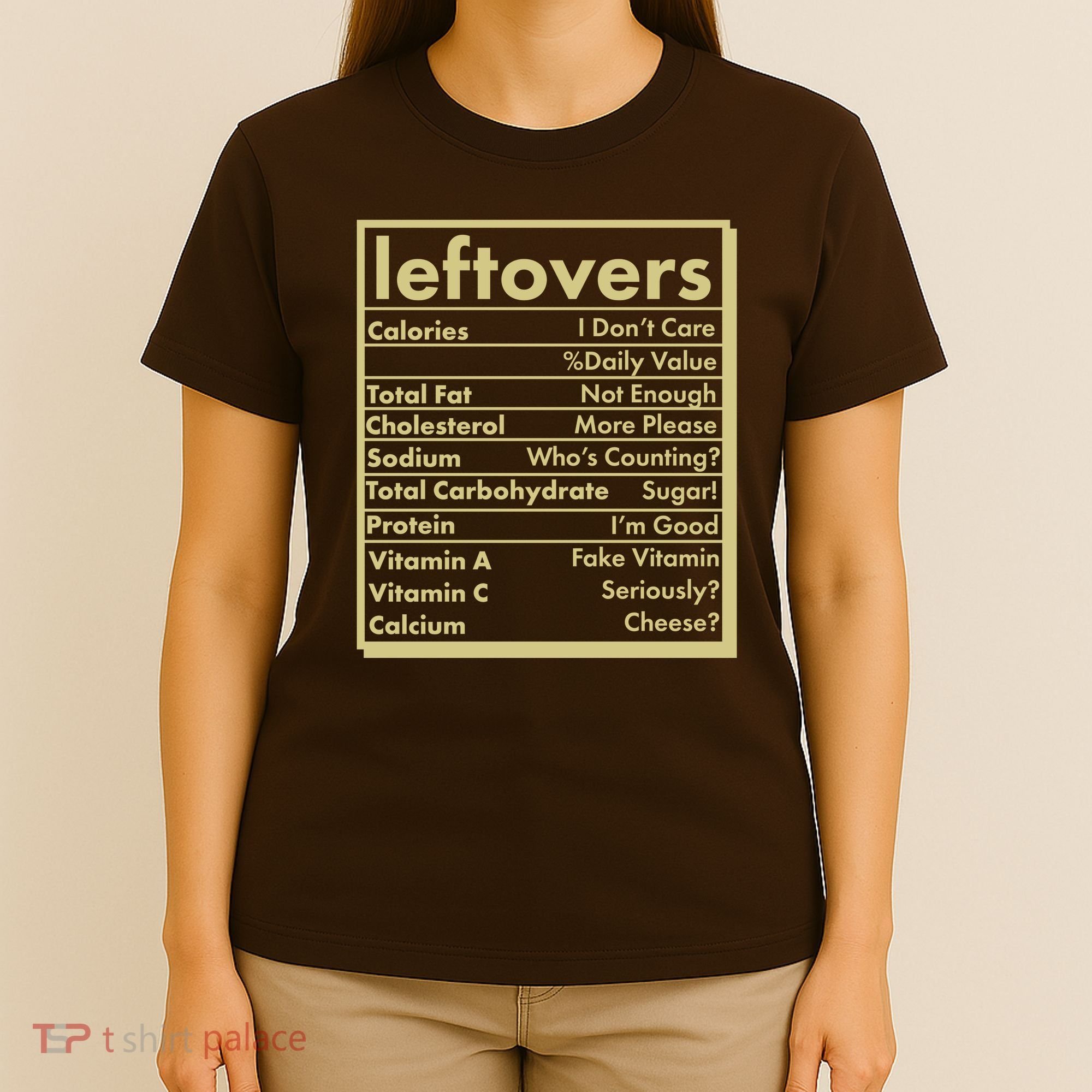 Funny Holiday Leftovers Nutrition Guide T-Shirt