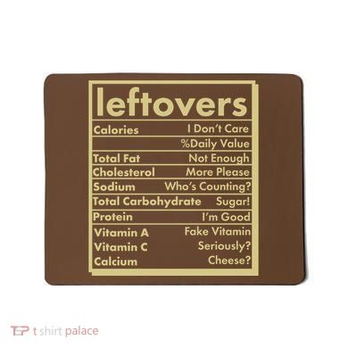 Funny Holiday Leftovers Nutrition Guide Mousepad