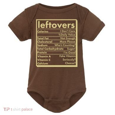 Funny Holiday Leftovers Nutrition Guide Baby Bodysuit