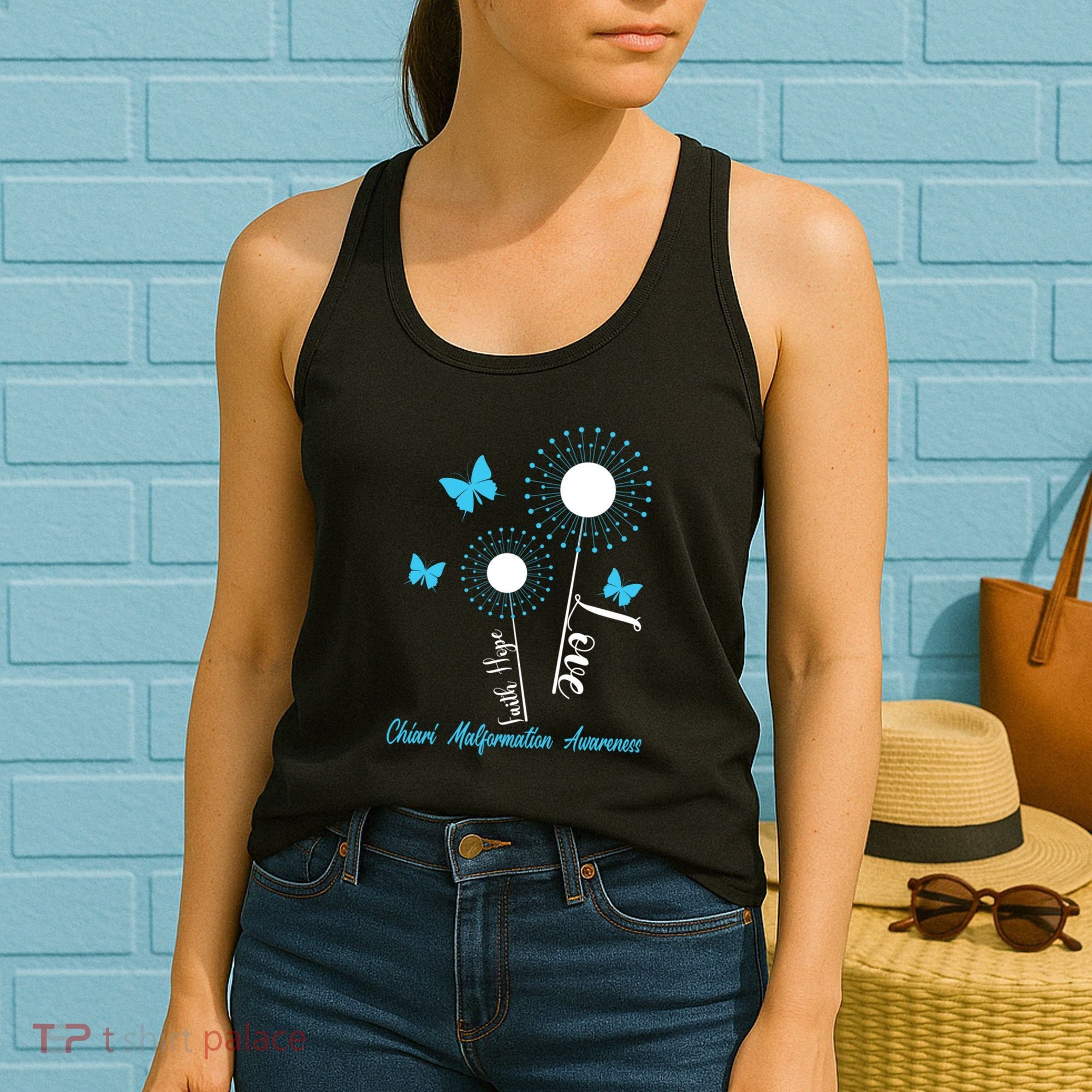 Faith Hope Love Dandelion Chiari Malformation Awareness Women's Tank Top