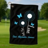 Faith Hope Love Dandelion Chiari Malformation Awareness Golf Towel thumb 1