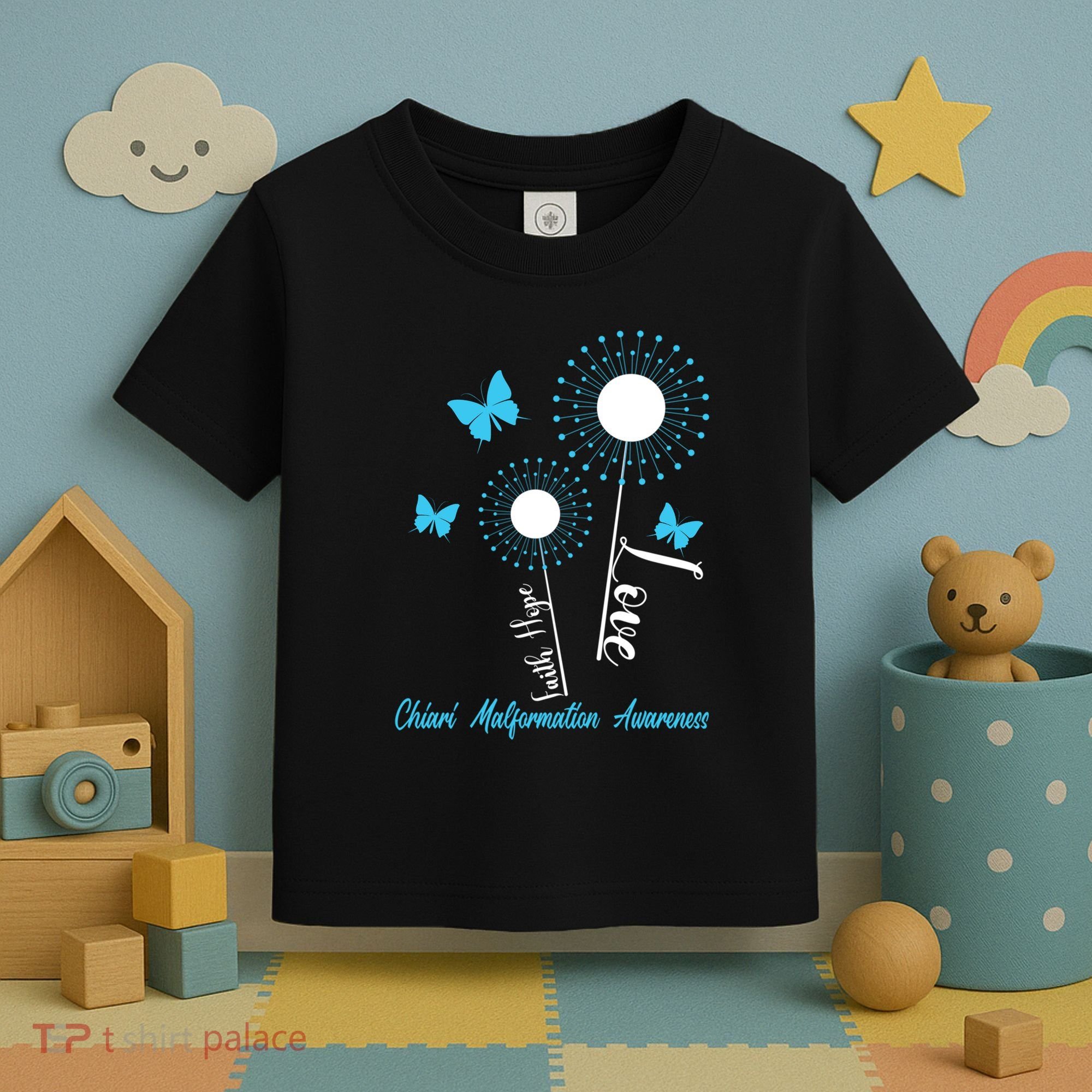 Faith Hope Love Dandelion Chiari Malformation Awareness Toddler T-Shirt