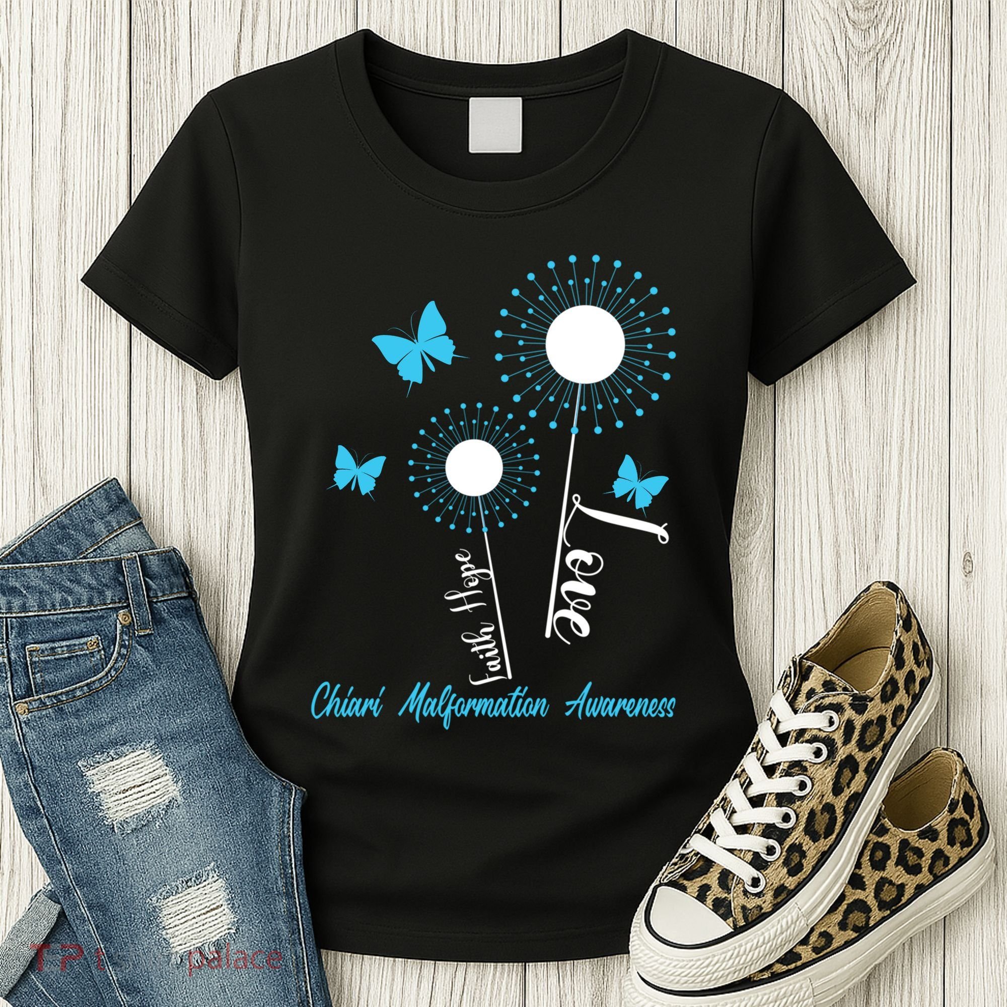 Faith Hope Love Dandelion Chiari Malformation Awareness Women's T-Shirt