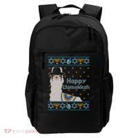 Funny Happy Llamakkah Ugly Hanukkah Sweater Backpack thumb 0