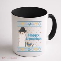 Funny Happy Llamakkah Ugly Hanukkah Sweater Coffee Mug thumb 1