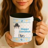 Funny Happy Llamakkah Ugly Hanukkah Sweater Coffee Mug thumb 3