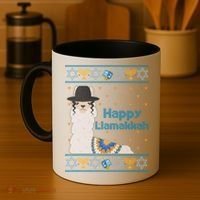 Funny Happy Llamakkah Ugly Hanukkah Sweater Coffee Mug thumb 4