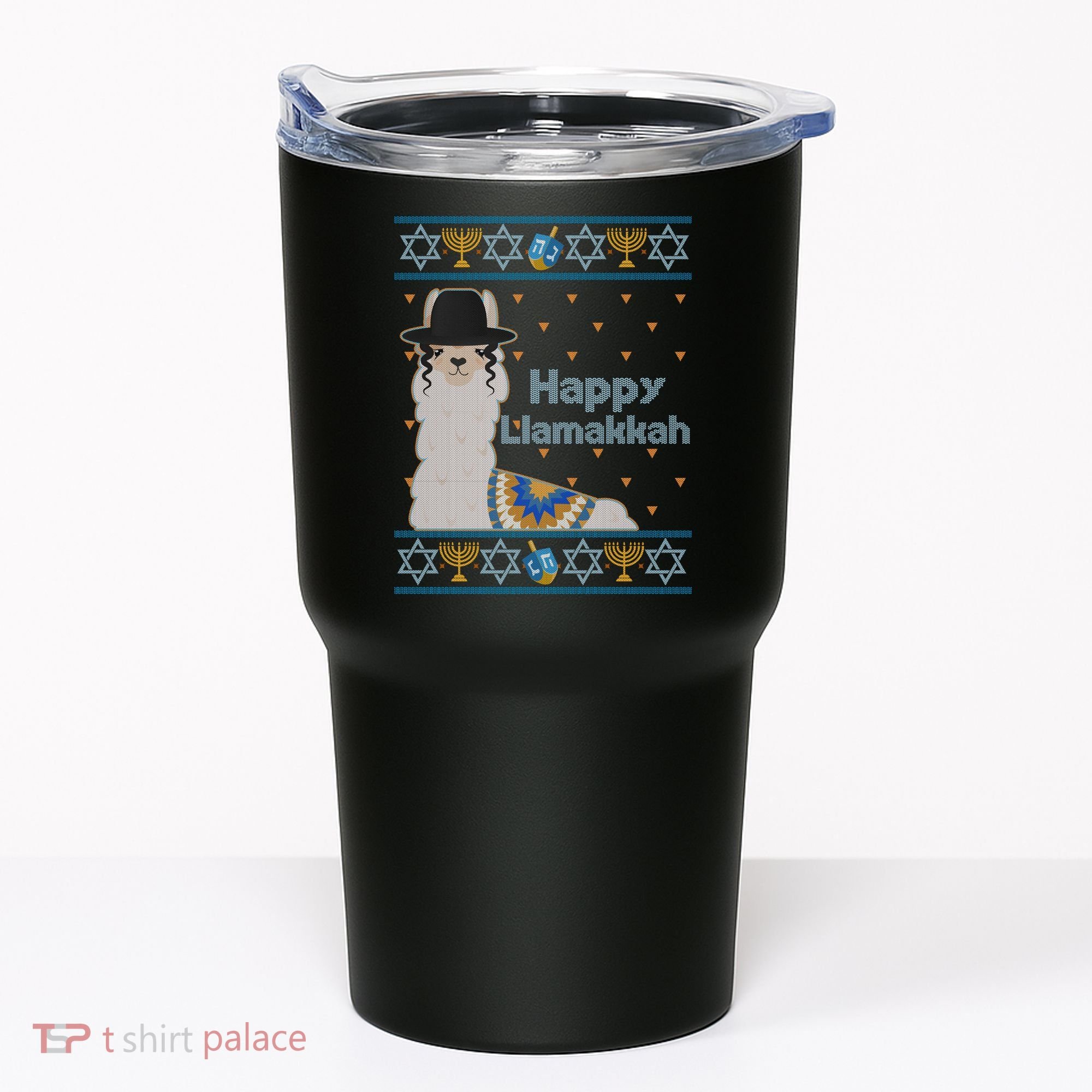 Funny Happy Llamakkah Ugly Hanukkah Sweater Tumbler