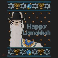 Funny Happy Llamakkah Ugly Hanukkah Sweater Tumbler thumb 3