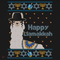 Funny Happy Llamakkah Ugly Hanukkah Sweater Ornament thumb 1