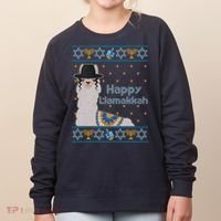 Funny Happy Llamakkah Ugly Hanukkah Sweater Women's Sweatshirt thumb 0