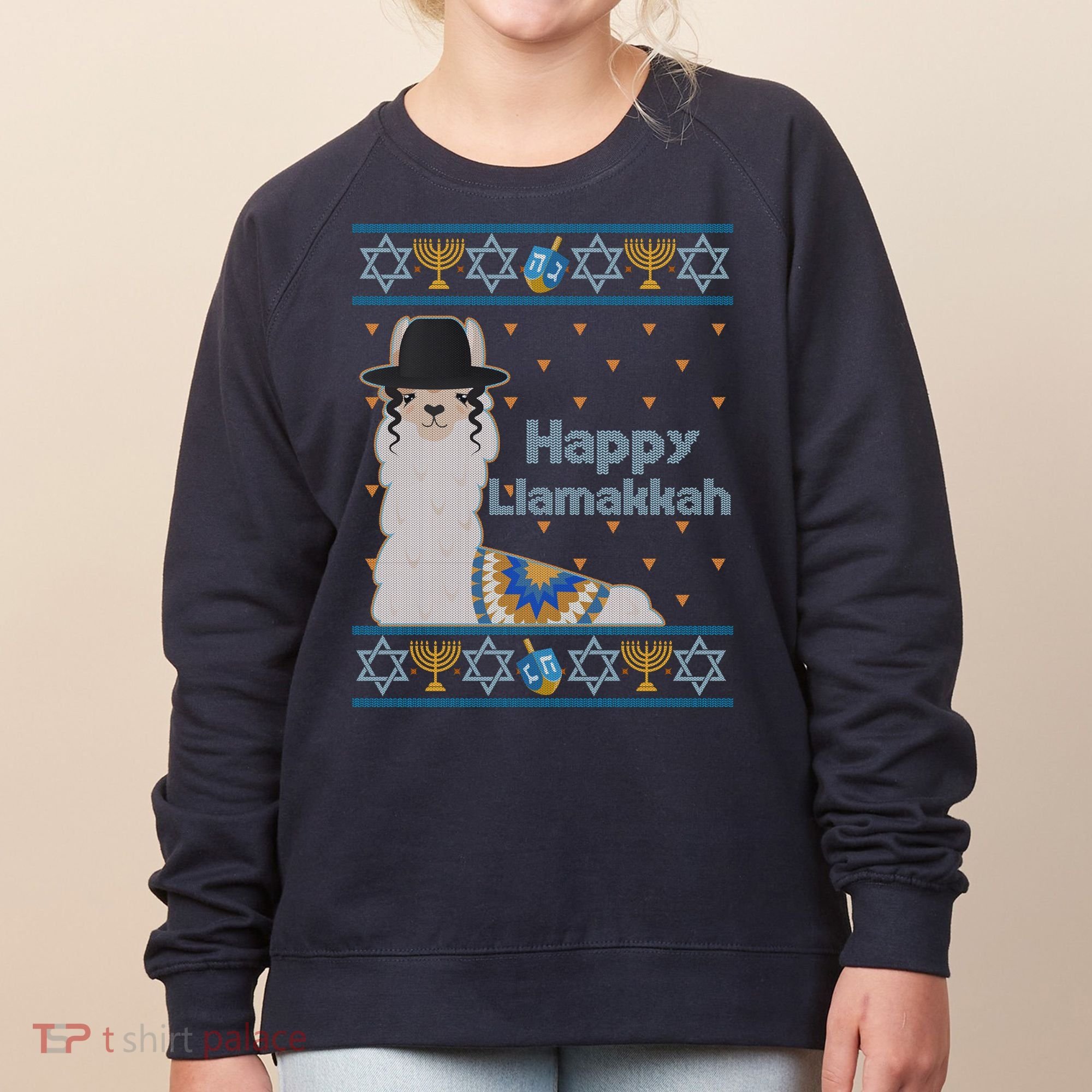 Funny Happy Llamakkah Ugly Hanukkah Sweater Women's Sweatshirt