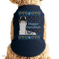 Funny Happy Llamakkah Ugly Hanukkah Sweater Doggie Tank thumb 0