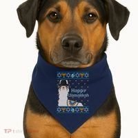 Funny Happy Llamakkah Ugly Hanukkah Sweater USA-Made Doggie Bandana thumb 1