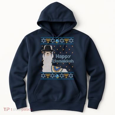 Funny Happy Llamakkah Ugly Hanukkah Sweater Hoodie