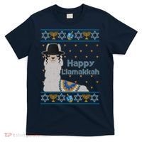 Funny Happy Llamakkah Ugly Hanukkah Sweater T-Shirt thumb 0