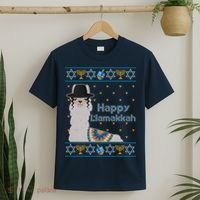 Funny Happy Llamakkah Ugly Hanukkah Sweater T-Shirt thumb 2