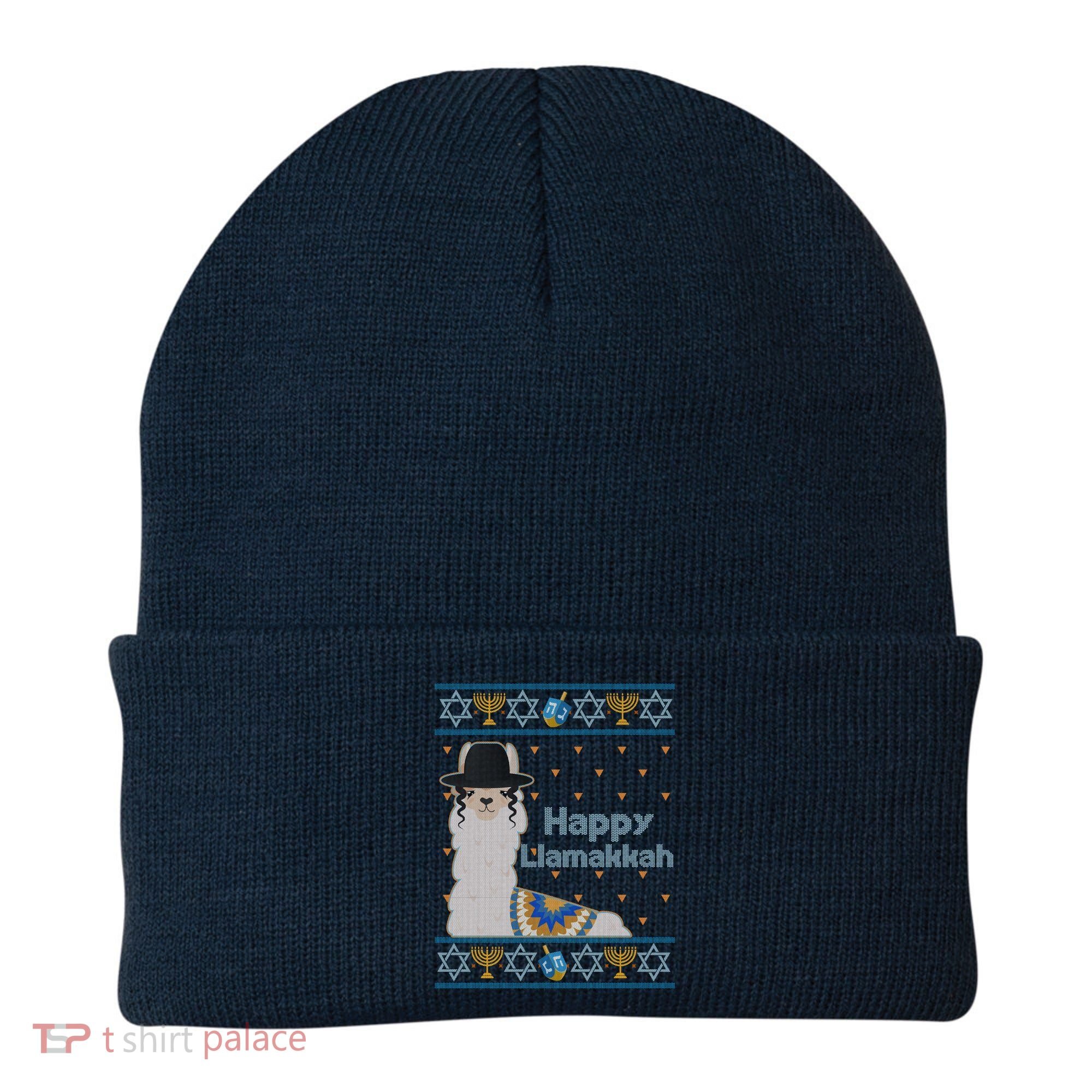 Funny Happy Llamakkah Ugly Hanukkah Sweater Beanie