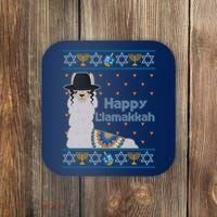 Funny Happy Llamakkah Ugly Hanukkah Sweater Coaster thumb 0