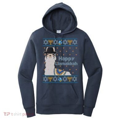 Funny Happy Llamakkah Ugly Hanukkah Sweater Women's Hoodie