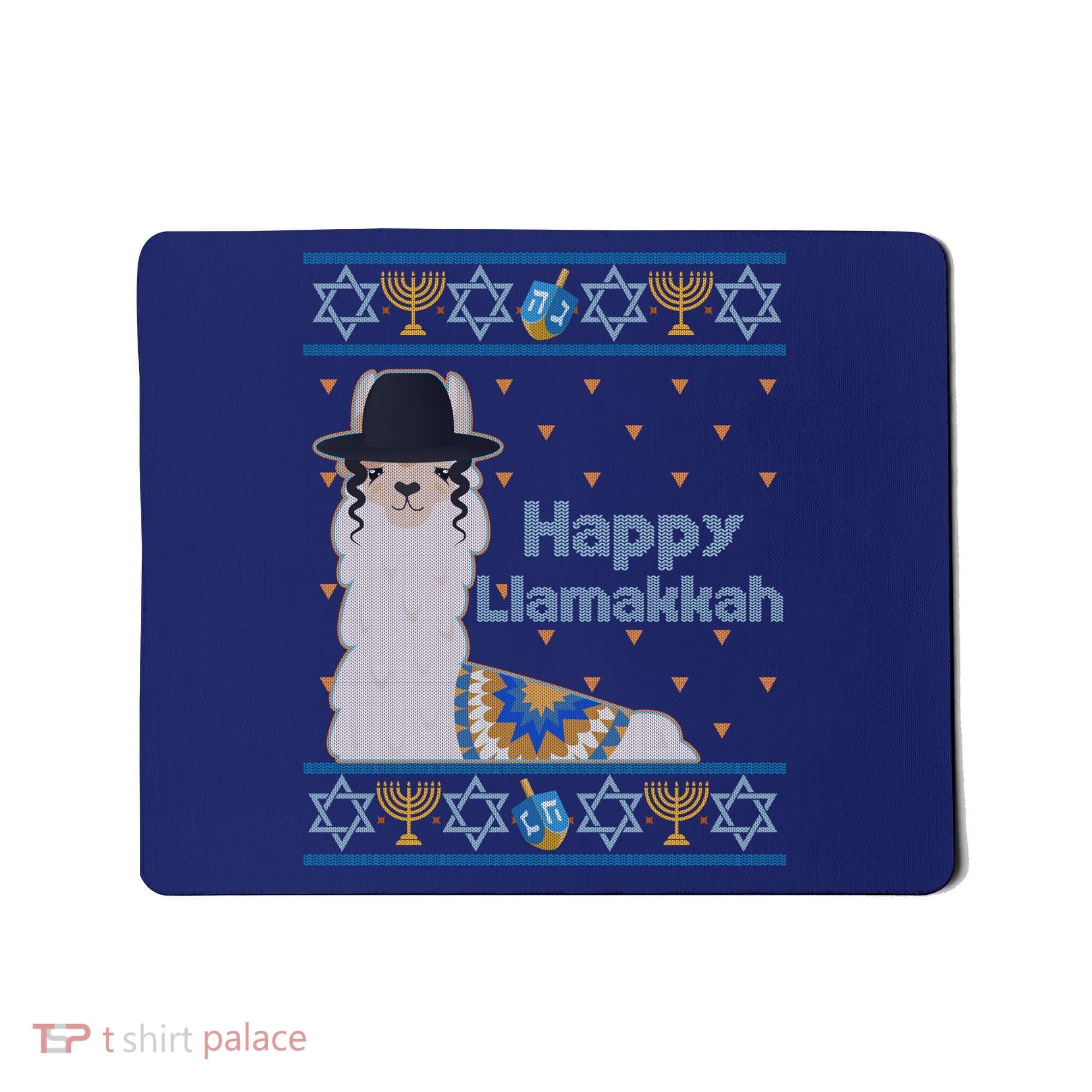 Funny Happy Llamakkah Ugly Hanukkah Sweater Mousepad