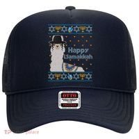 Funny Happy Llamakkah Ugly Hanukkah Sweater Hat thumb 0