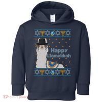 Funny Happy Llamakkah Ugly Hanukkah Sweater Toddler Hoodie thumb 0