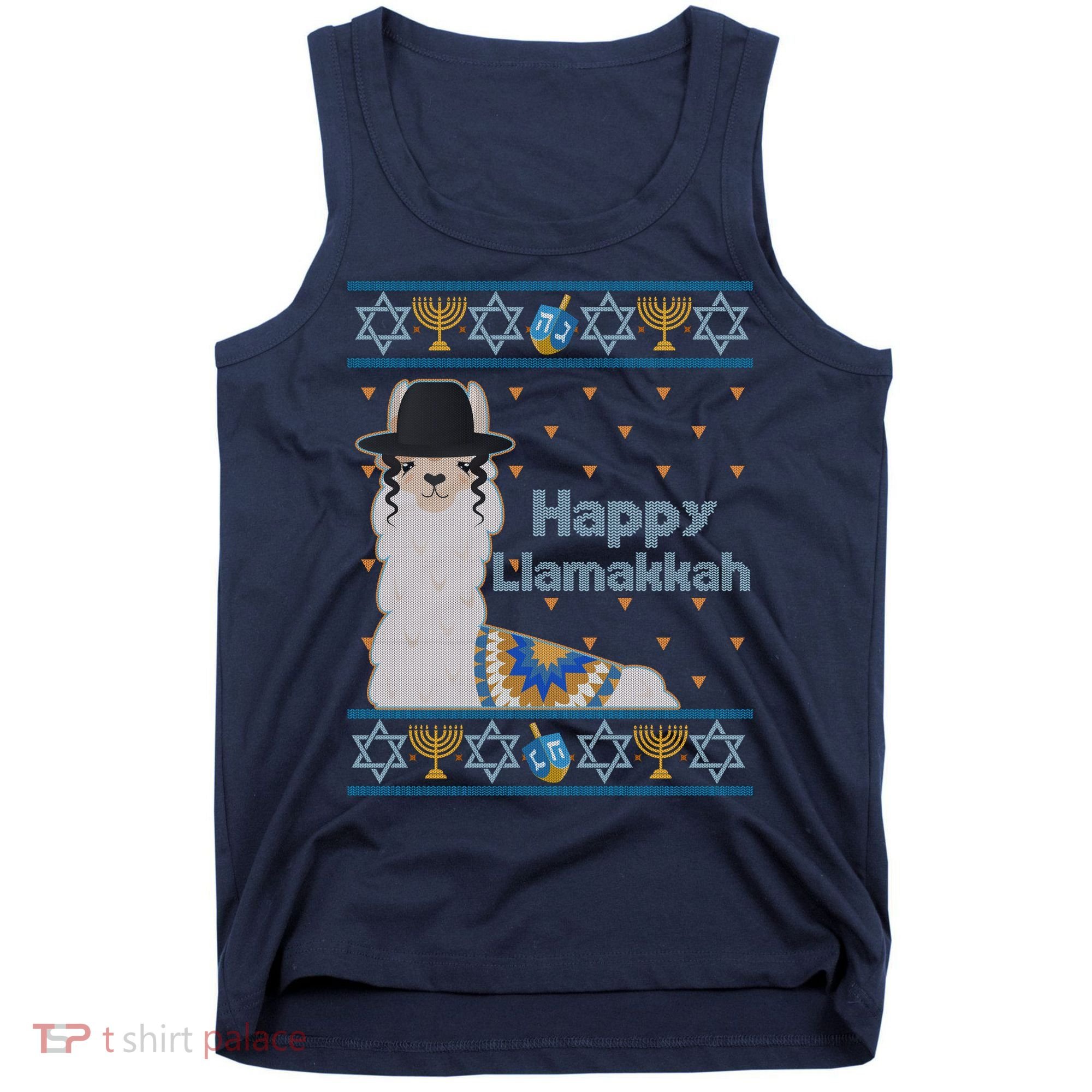 Funny Happy Llamakkah Ugly Hanukkah Sweater Tank Top