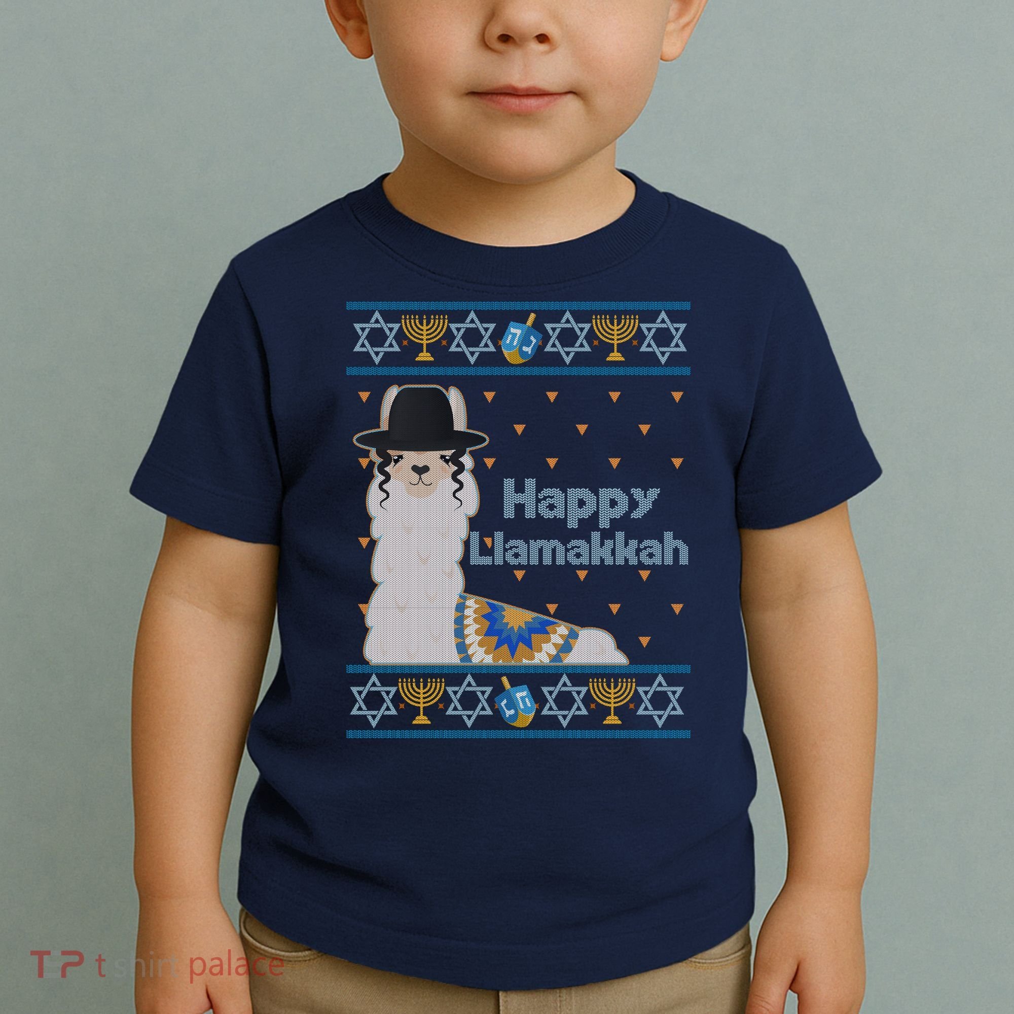 Funny Happy Llamakkah Ugly Hanukkah Sweater Toddler T-Shirt