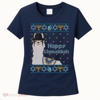 Funny Happy Llamakkah Ugly Hanukkah Sweater Women's T-Shirt thumb 0
