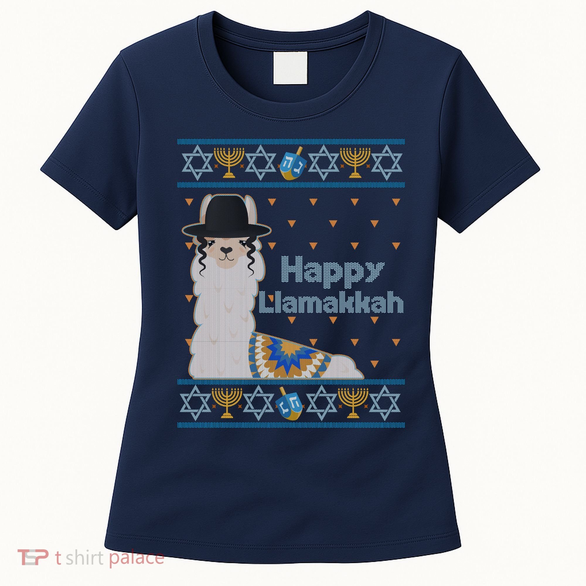 Funny Happy Llamakkah Ugly Hanukkah Sweater Women's T-Shirt
