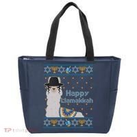Funny Happy Llamakkah Ugly Hanukkah Sweater Tote Bag thumb 0