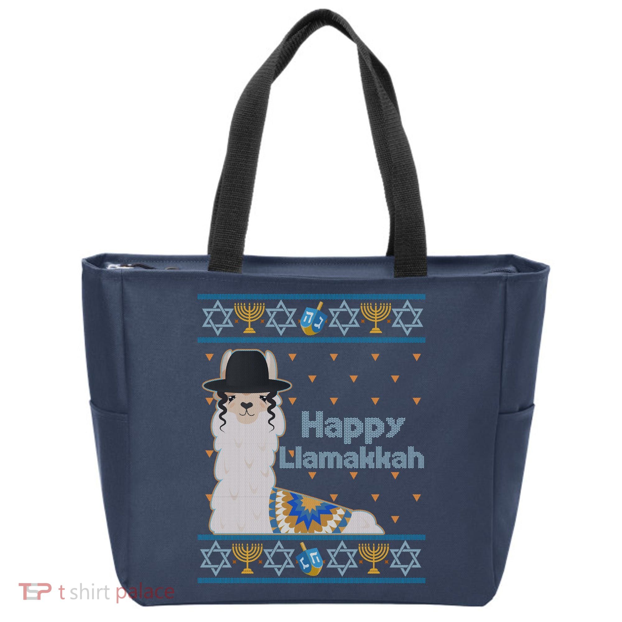 Funny Happy Llamakkah Ugly Hanukkah Sweater Tote Bag