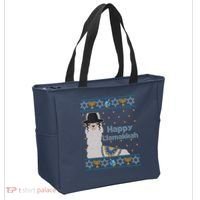 Funny Happy Llamakkah Ugly Hanukkah Sweater Tote Bag thumb 2