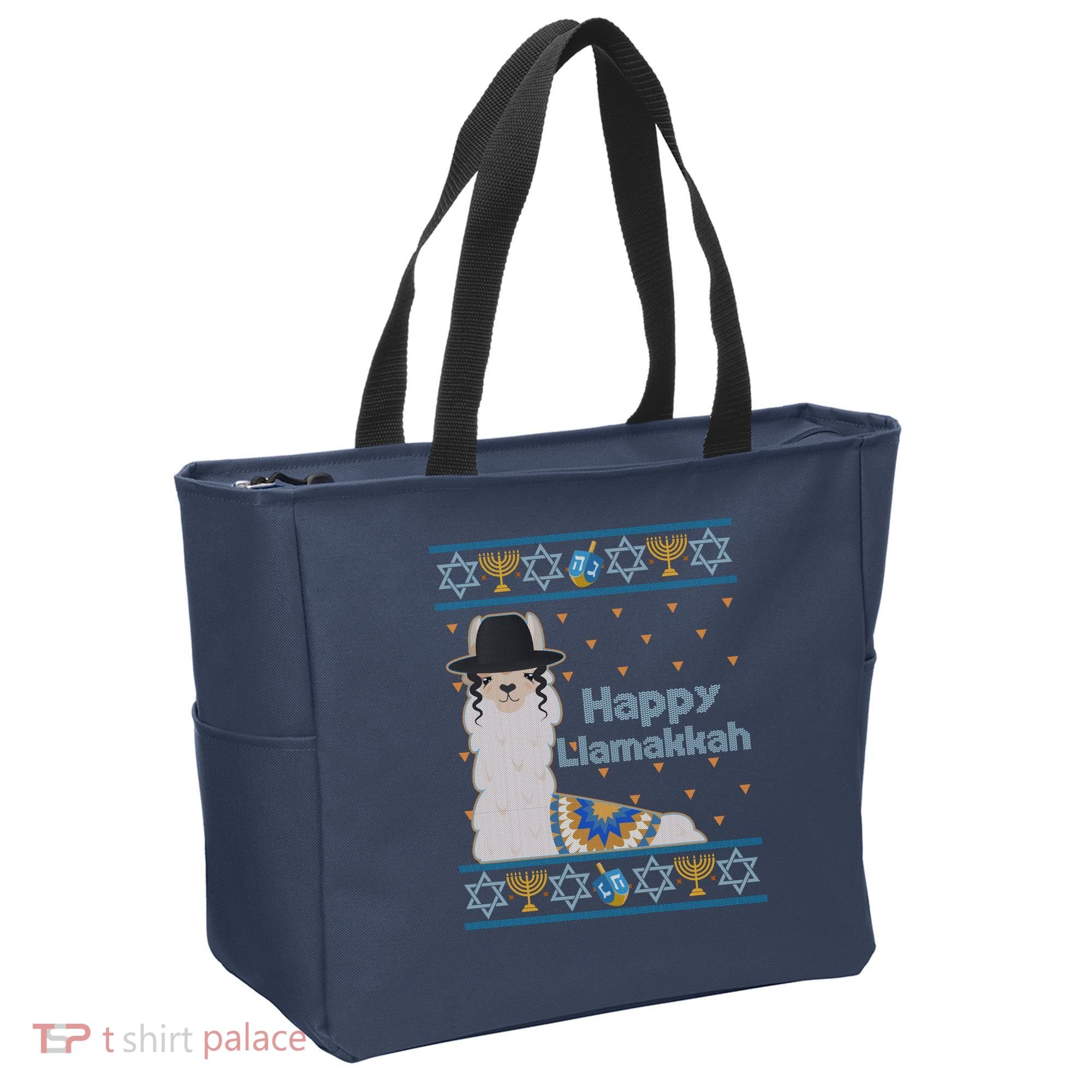 Funny Happy Llamakkah Ugly Hanukkah Sweater Tote Bag