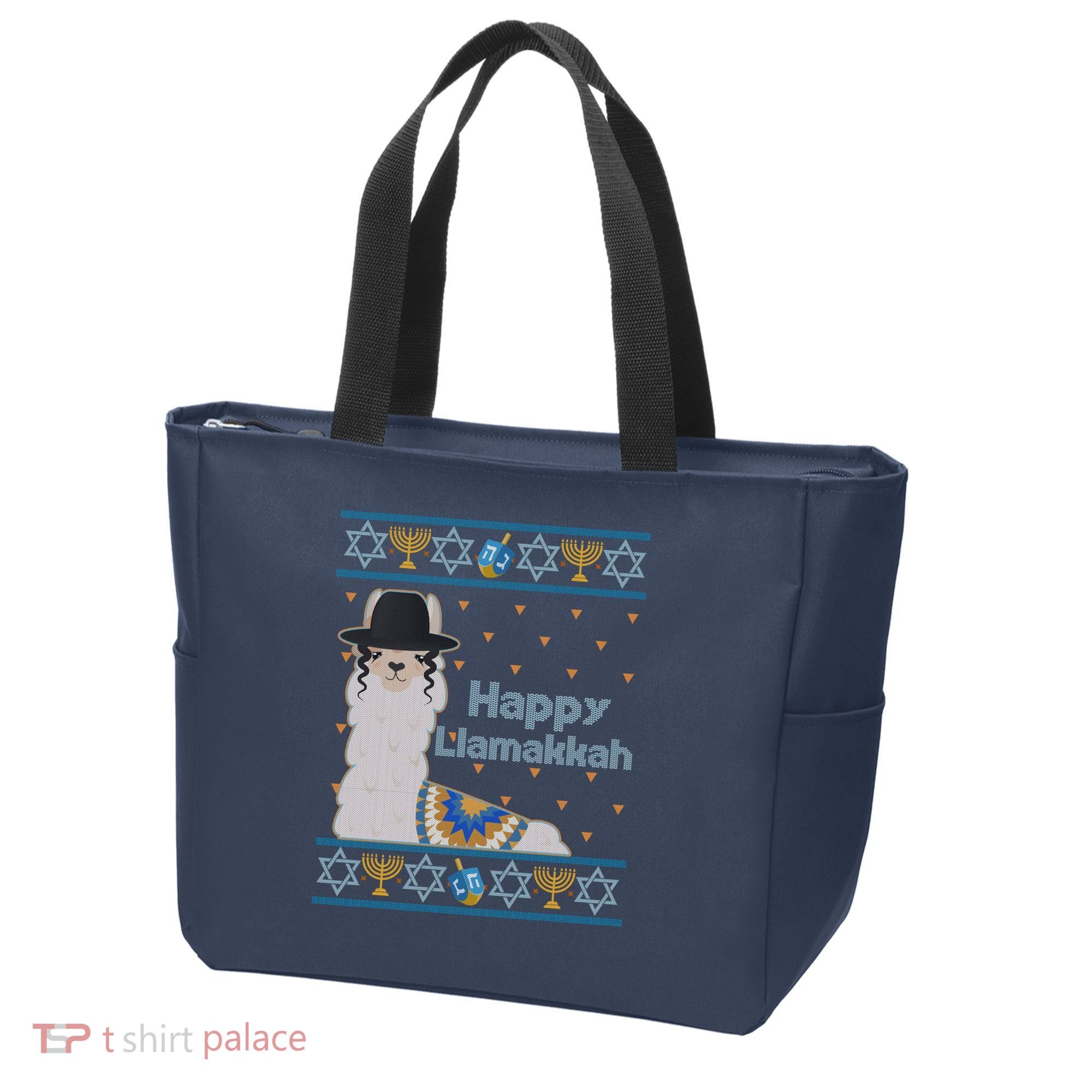Funny Happy Llamakkah Ugly Hanukkah Sweater Tote Bag