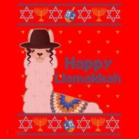 Funny Happy Llamakkah Ugly Hanukkah Sweater Santa Hat thumb 1
