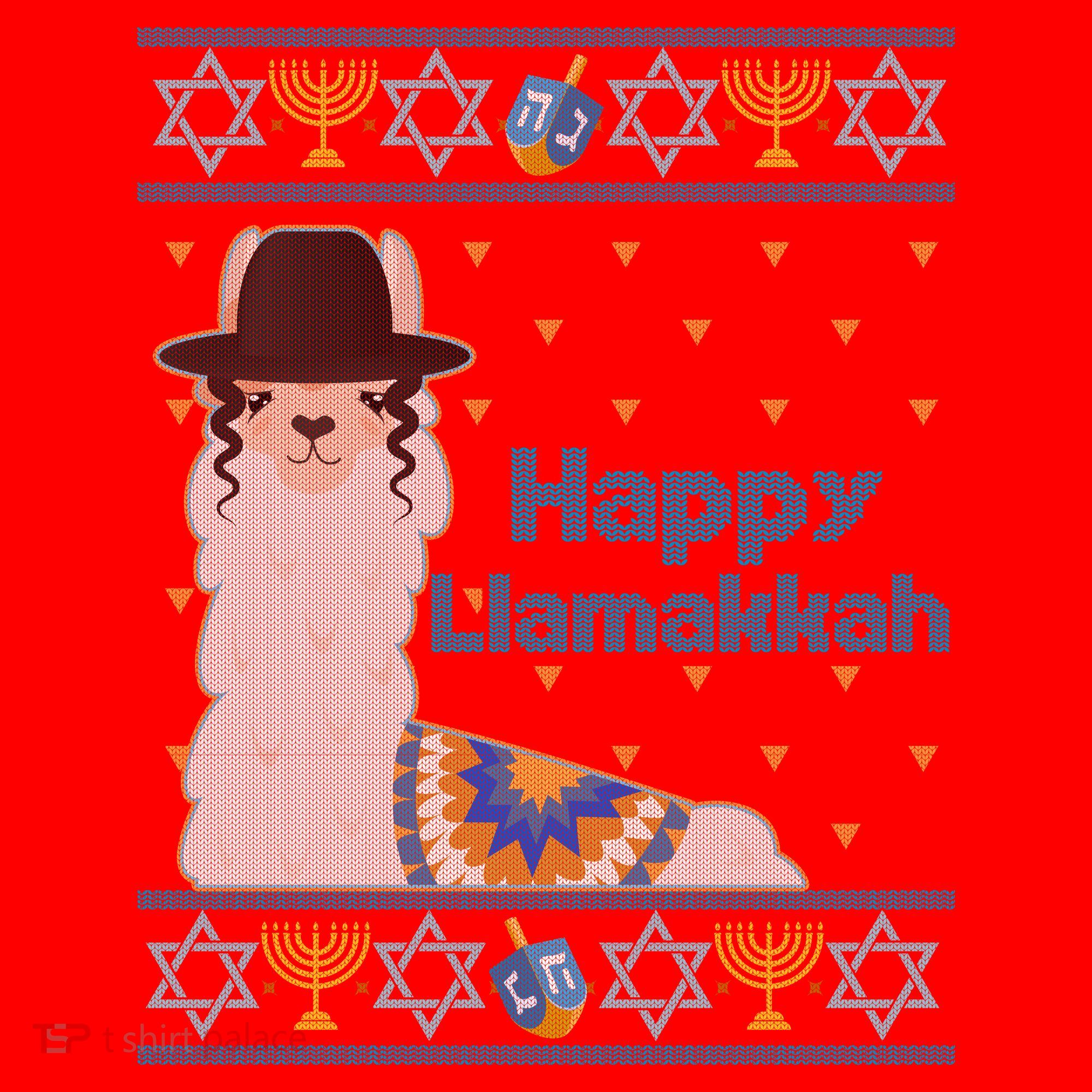 Funny Happy Llamakkah Ugly Hanukkah Sweater Santa Hat