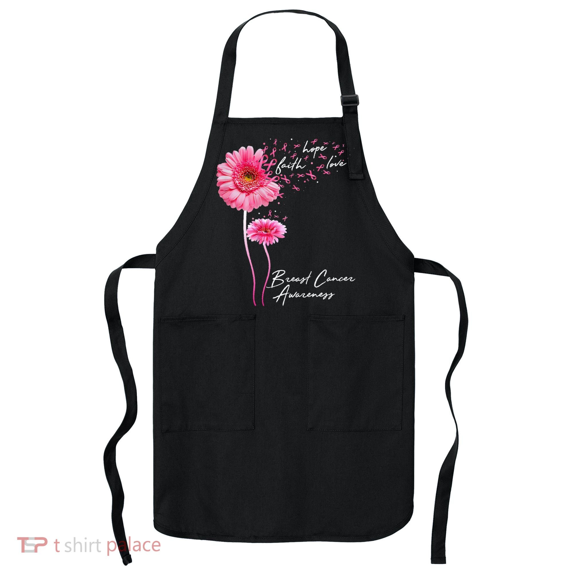 Faith Hope Love Pink Daisy Flower Breast Cancer Awareness Apron