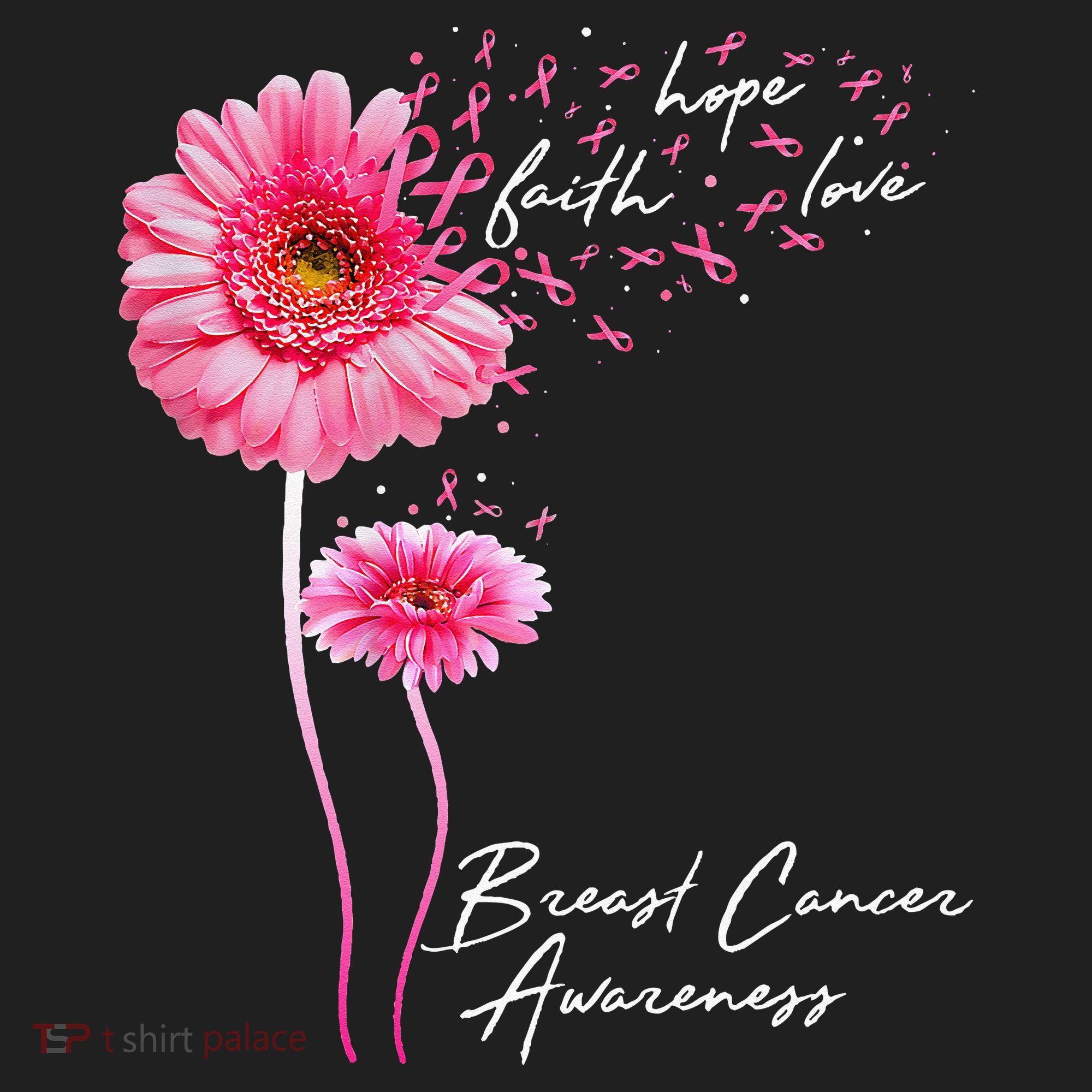 Faith Hope Love Pink Daisy Flower Breast Cancer Awareness Hat