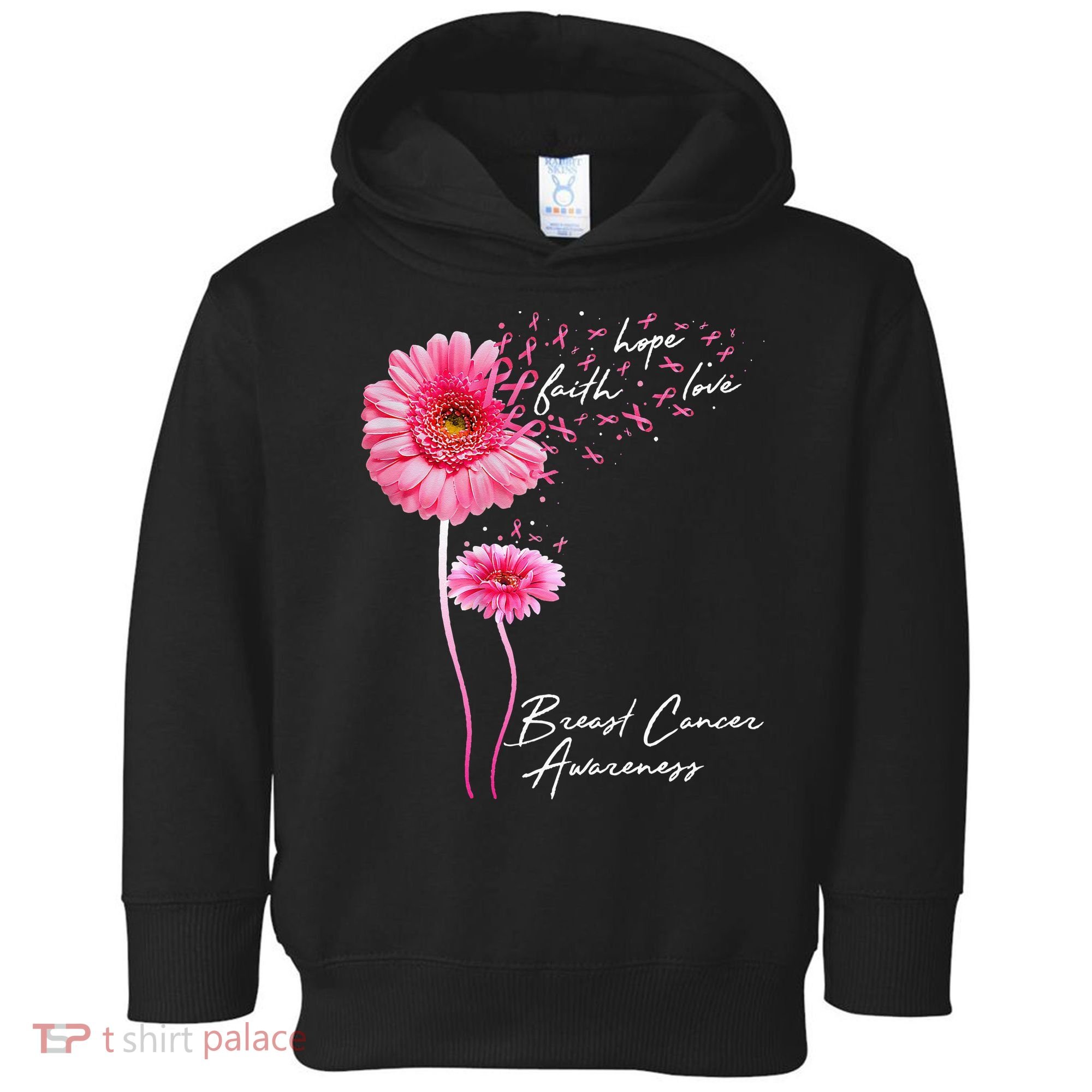 Faith Hope Love Pink Daisy Flower Breast Cancer Awareness Toddler Hoodie