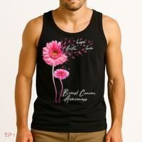 Faith Hope Love Pink Daisy Flower Breast Cancer Awareness Tank Top thumb 3