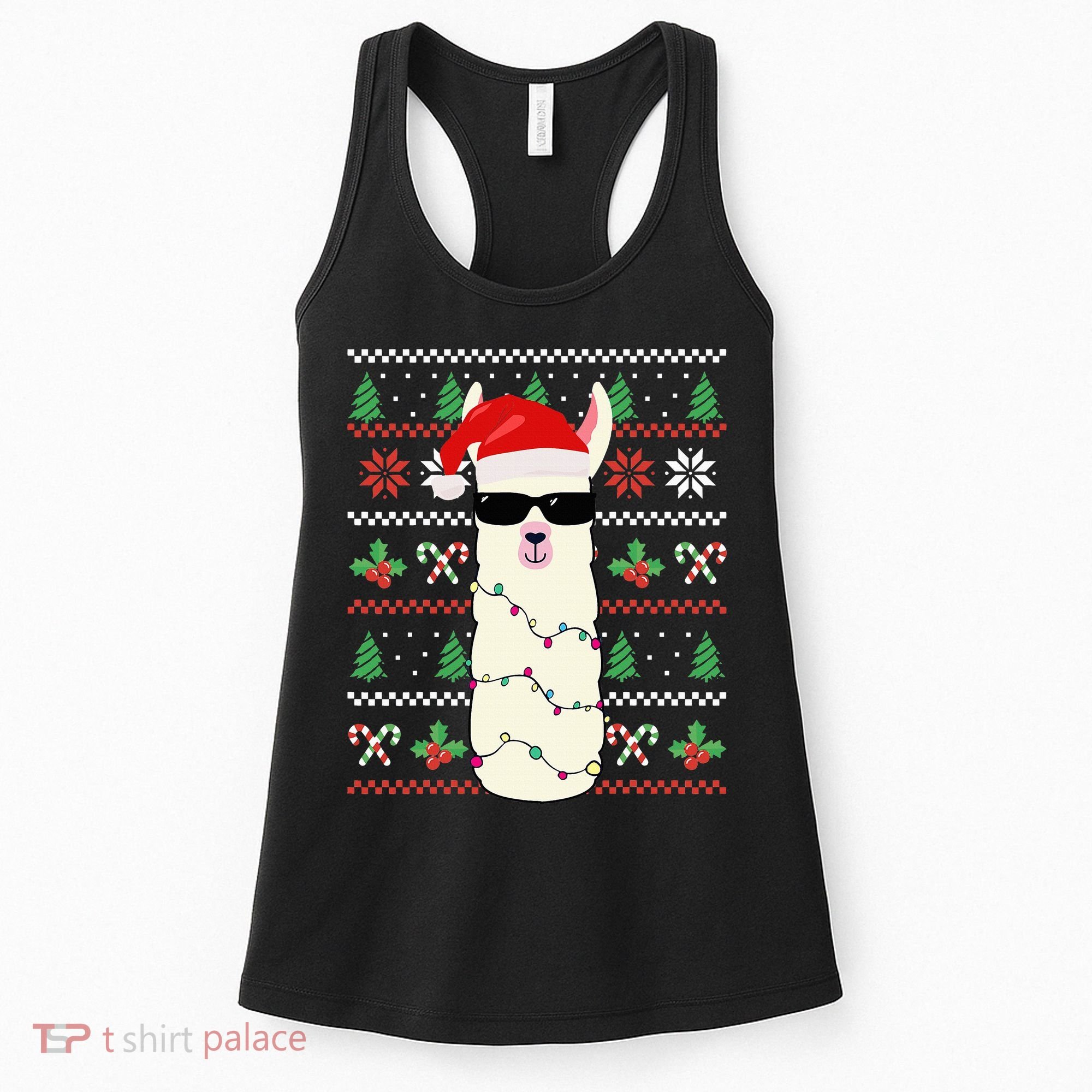 Festive Holiday Lama Sweater Festive Women's Tank Top