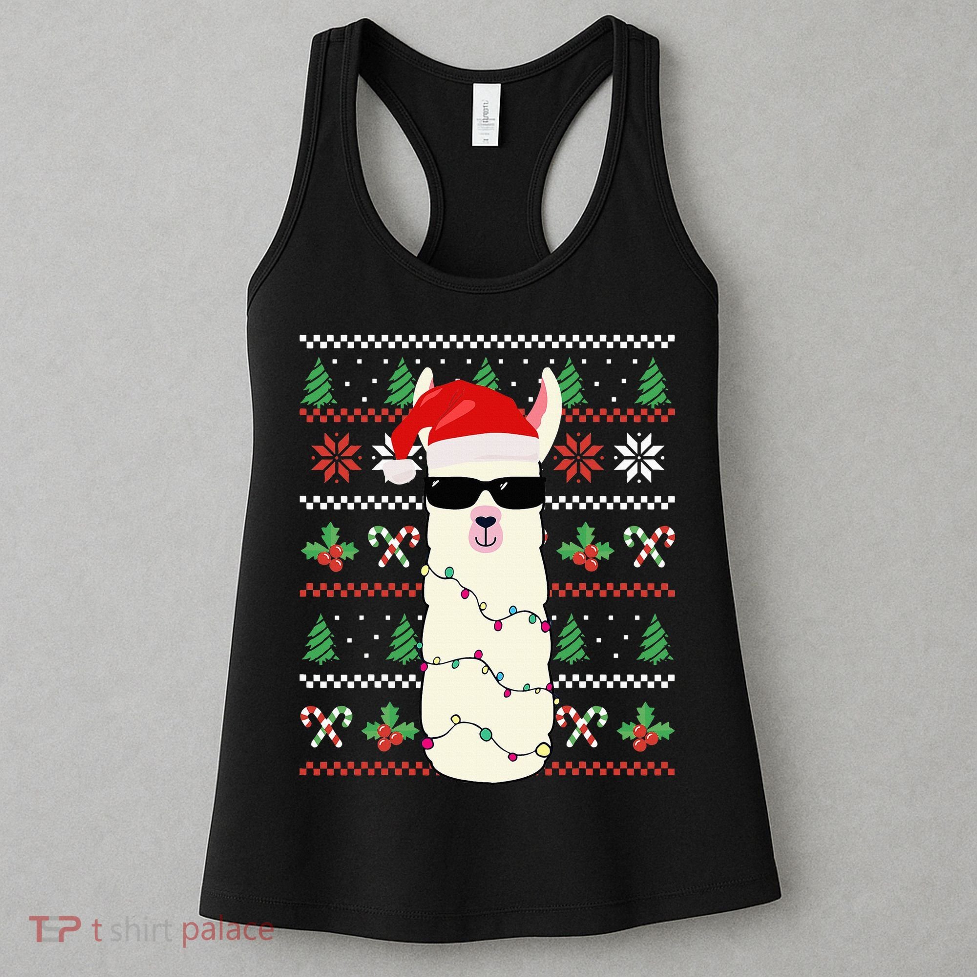 Festive Holiday Lama Sweater Festive Women's Tank Top