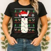 Festive Holiday Lama Sweater Festive Women's T-Shirt thumb 2