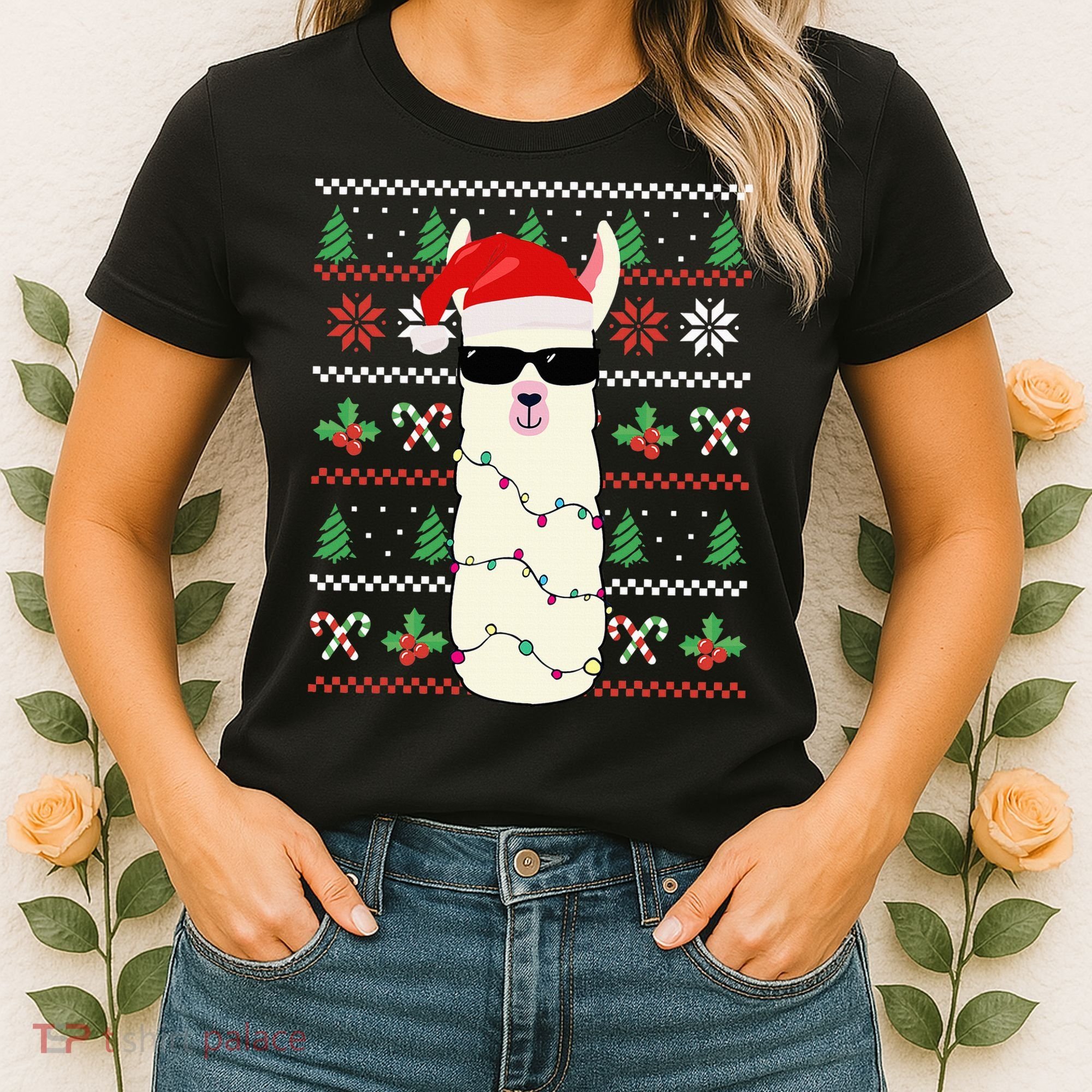 Festive Holiday Lama Sweater Festive Women's T-Shirt