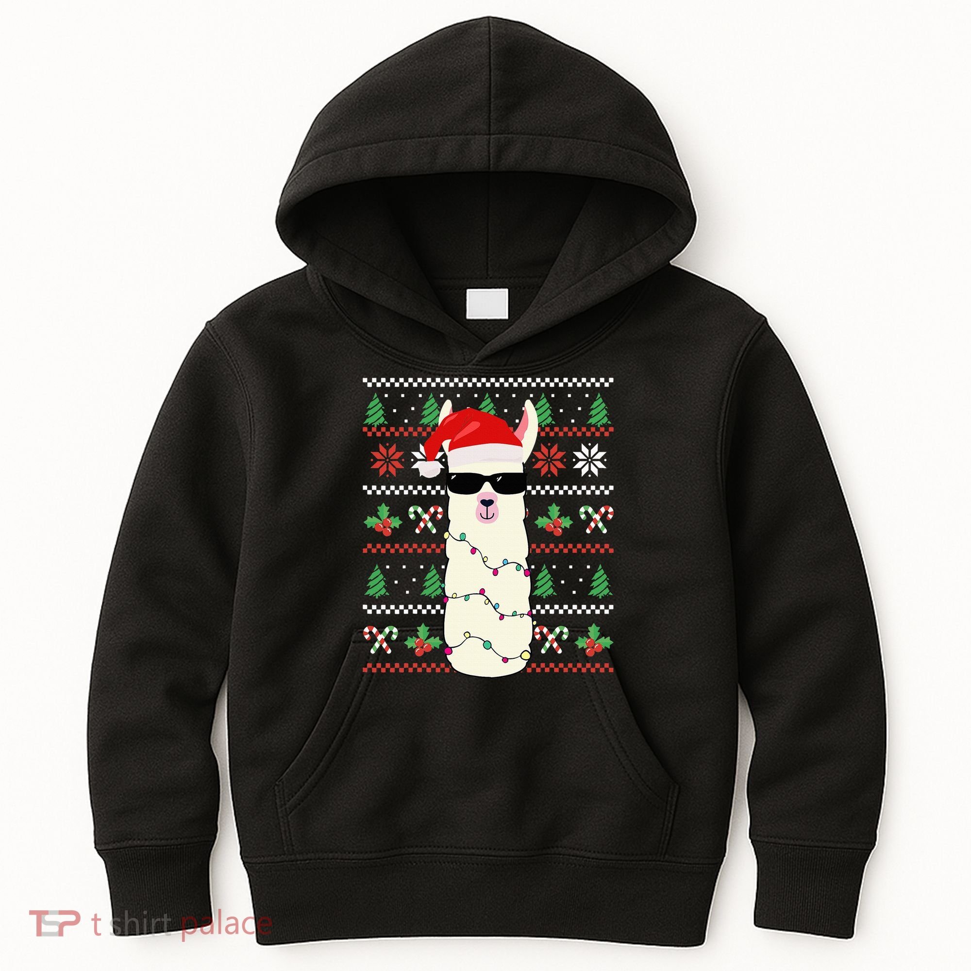 Festive Holiday Lama Sweater Festive Kids Hoodie